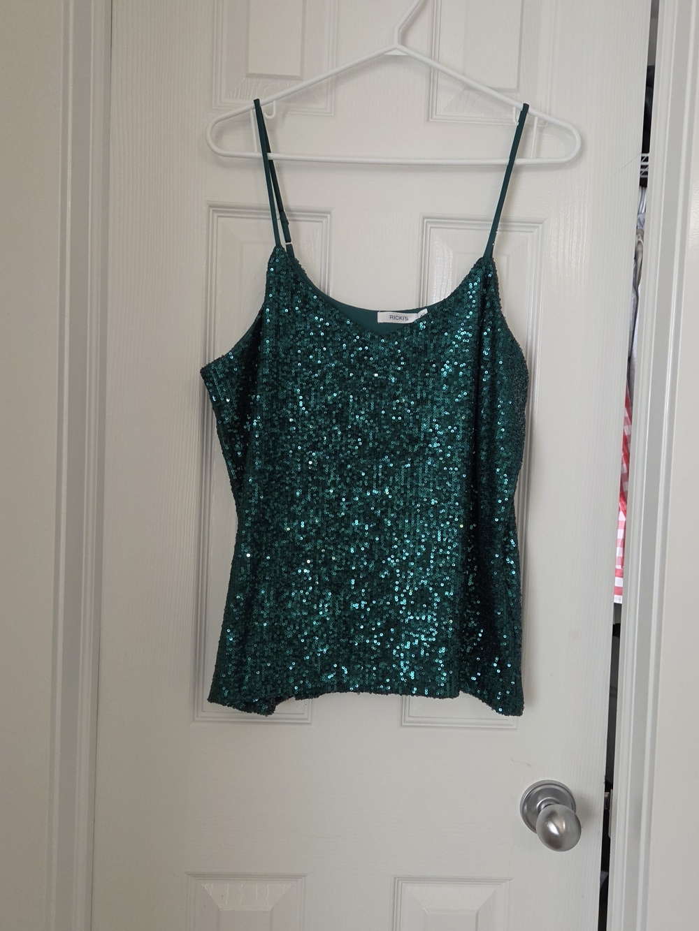 Ricki's Teal Sequin Spaghetti-Strap Cami Size L